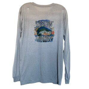 Mens Long Sleeve Wishin Fishin graphic t shirt
